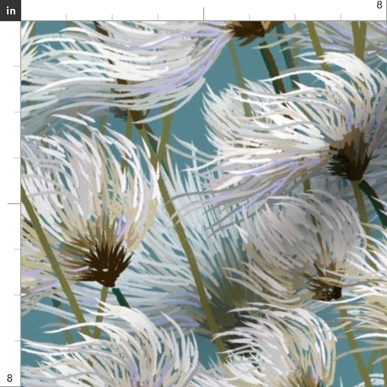 Beach Grass Fabric - Cotton Grass Dream By Southwind - Blue White Green Nature Meadow Summer Cotton Fabric By The Yard With Spoonflower image 3