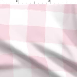 Gingham Fabric - 4&quot; Buffalo Check Pink by sugarfresh - Check Pink Baby Classic Pink And White Fabric by the Yard by Spoonflower