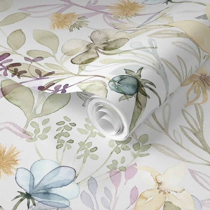 Spring Flowers Wallpaper Ombre Border Spring Floral Meadow - Etsy