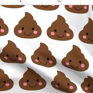 Kaawii Fabric - Cheeky Emoji Faces Oh Poop Xl By Misstiina - Kawaii Poop Emoji Apparel Upholstery Cotton Fabric By The Yard With Spoonflower