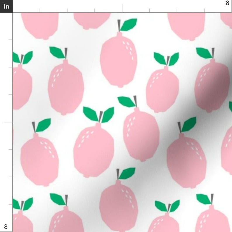 Pink Lemonade Fabric - Pastel Pink Girly Citrus Lemon Print Fabric By Charlotte Winter Pink Lemon Cotton Fabric By The Yard with Spoonflower image 3