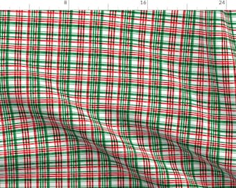 Watercolor Plaid Fabric - Christmas Plaid Small by littlearrowdesign - Christmas Holiday Festive Seasonal Fabric by the Yard by Spoonflower