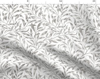 Gray William Morris Fabric - Willow Bough In Gray by salvagescapes - Floral Vintage Arts And Crafts Fabric by the Yard by Spoonflower