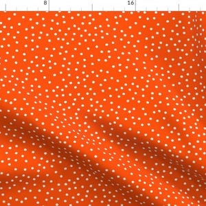 Dot Fabric - Dimples (On Blood Orange) By Cerigwen - Ditsy Dot White and Orange Cotton Fabric By The Yard With Spoonflower