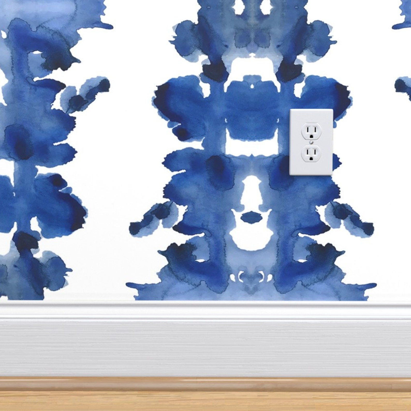 Ink Blot Wallpaper Indigo Double Inkblot by Danika Herrick | Etsy