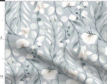 Cottagecore Fabric - Eucalyptus Wedding  by perrinphilippa -  Boho Botanical Eucalyptus Leaves Roses Fabric by the Yard by Spoonflower