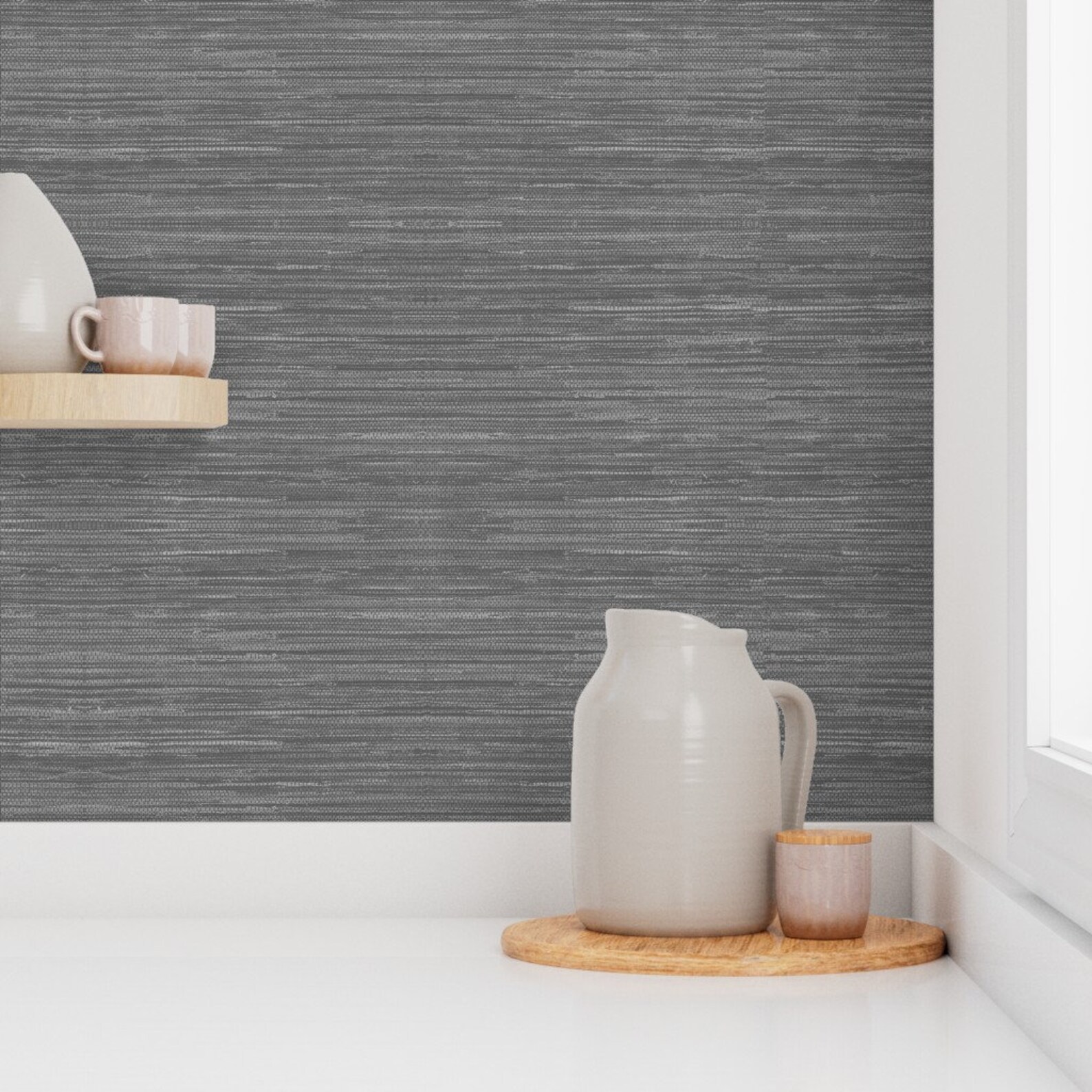 Grasscloth Wallpaper Grasscloth Charcoal by - Etsy
