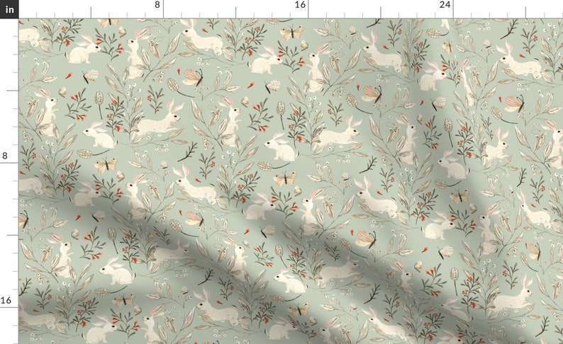 Gender Neutral Baumwollstoff Salbeigrüne Waldtier Kollektion Blütenblatt Signature Quilting Baumwolle Mix & Match Stoff von Spoonflower Option D