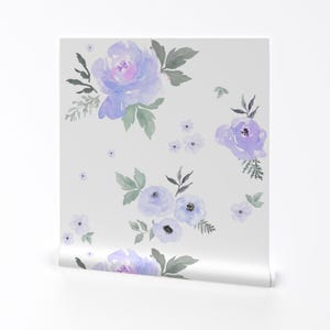 Floral Wallpaper - Sweet Blush Roses - Lilac By Shopcabin - Purple Custom Printed Removable Self Adhesive Wallpaper Roll by Spoonflower