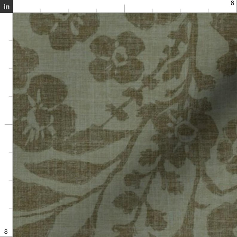 Cottage Fabric - Cottage Floral Olive by pamela_griffin_studio - Botanical Moody Vintage Bohemian Rustic Fabric by the Yard by Spoonflower image 3