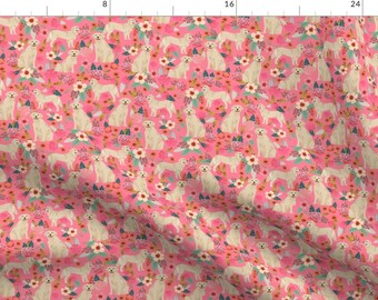 Golden Retriever, Dogs, Florals, Nursery Baby All Over Dog Print By Petfriendly - Retriever Dog Cotton Fabric by the Yard with Spoonflower