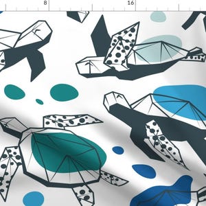 Blue Geometric Turtles Fabric - Geo Turtles by selmacardoso -  Geometric Sea Ocean Turtle Summer Beach  Fabric by the Yard by Spoonflower