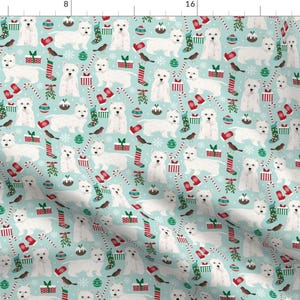 Westie Fabric - Westie Fabric Cute West Highland Terrier Dogs By Petfriendly - Winter Holiday Dog Cotton Fabric by the Yard with Spoonflower