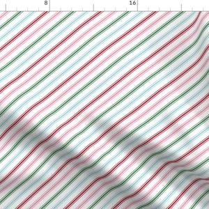 Holiday Stripe Fabric - Christmas Candy Cane Stripes By Misstiina - Diagonal Pink Red Green Blue Cotton Fabric By The Yard With Spoonflower