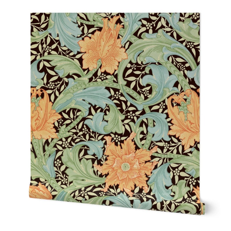Floral Wallpaper Single Stem By Peacoquettedesigns Green - Etsy España