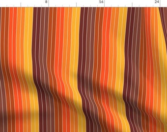 70s Graphic Fabric - 70'S Graphic Stripes In Orange Ombre By Yesterdaycollection -Retro Geometric Cotton Fabric By The Yard With Spoonflower