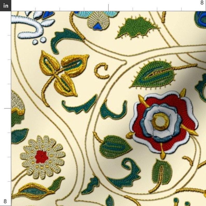 Tudor Fabric FAUX Embroidery Elizabethan by Bonnie Phantasm Etsy