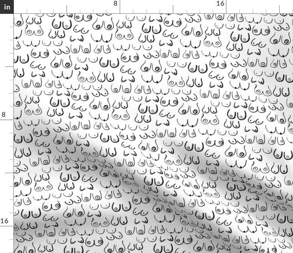 Boob Fabric Small Boobs by Charlottewinter Black White Feminine Breasts  Adult Mature Female Cotton Fabric by the Yard With Spoonflower -   Denmark