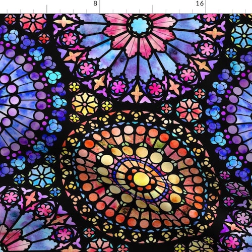 Stained Glass Fabric Painted Rose Windows multicolored Etsy
