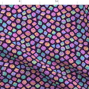 Fantasy Fabric - Magic Dice Rainbow by spookishdelight - Magic Nerd Nerdy Dice Gaming Polyhedral Tabletop Fabric by the Yard by Spoonflower