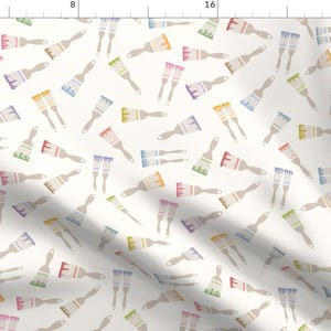Paintbrush Fabric - Paint Can Brush 3 By Leventetladiscorde - Colorful Paintbrush Art Upholstery Cotton Fabric By The Yard With Spoonflower