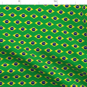Brazil Fabric - Brazil Flag By Flagfabric - Brazil Flag Southern Cross Sky Yellow Green Blue Cotton Fabric By The Yard With Spoonflower