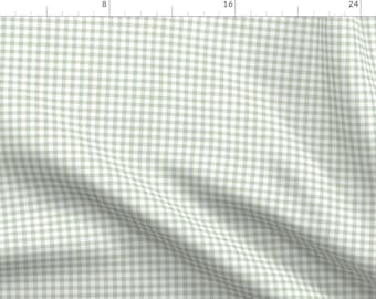 Country Fabric - Small Sage Gingham by feeling_artsy - Plaid Sage Green Buffalo Plaid Gender Neutral White Fabric by the Yard by Spoonflower