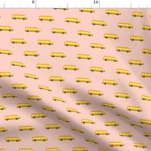 Yellow Bus Fabric - Sweet American School Bus Back To School By Littlesmilemakers - School Pink Cotton Fabric by the Yard with Spoonflower