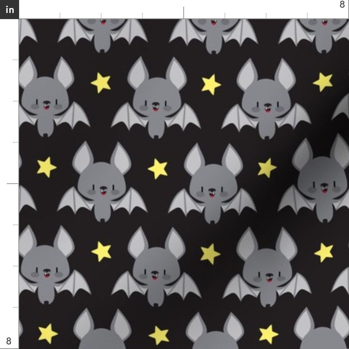 Black Bats Fabric Cute Baby Bats by Petitspixels Baby Bat Etsy