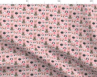 Christmas Dogs Fabric - Christmas Puppies On Pink Mini By Hey Cute Design - Christmas Cute Breeds Cotton Fabric By The Yard With Spoonflower