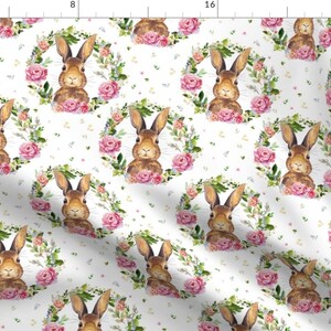 Flower Rings And Hares Fabric - Some Bunny Loves Me By Shopcabin - Rabbit Bunnies Woods Cotton Fabric By The Yard With Spoonflower
