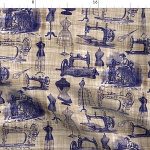 Victorian Sewing Toile Fabric - Vintage Sewing Toile By Bonnie Phantasm - Vintage Cottage Chic Cotton Fabric By The Yard With Spoonflower