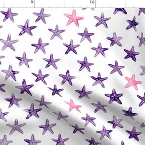 Starfish Fabric - Starfish - Dark Purple By Littlearrowdesign - Starfish Purple Nautical Ocean Cotton Fabric By The Yard With Spoonflower