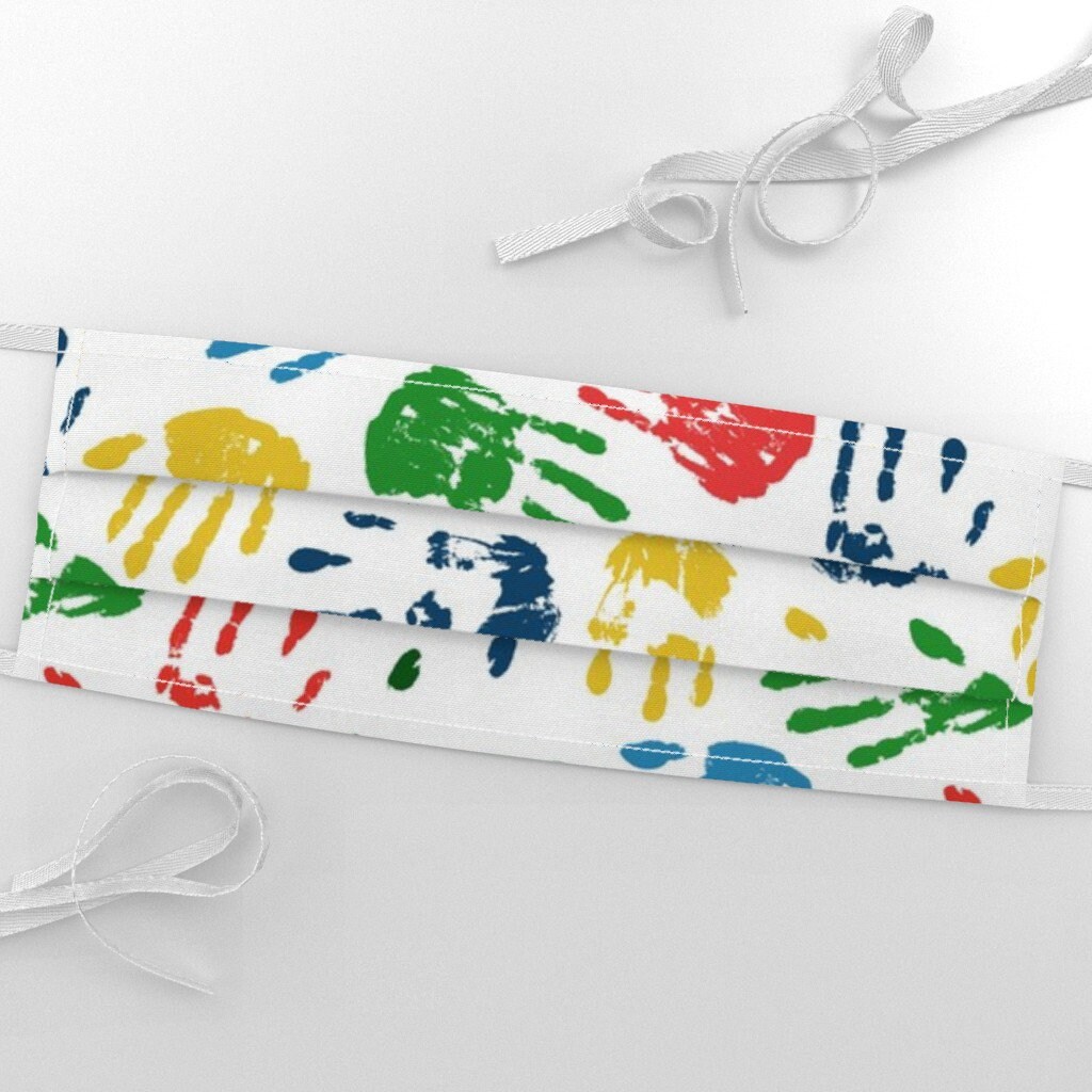 Rainbow Handprints Fabric Handprints By Juliabadeeva Etsy