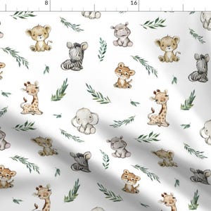 Baby Safari Animals Fabric - Safari by ktscarlett_ - Safari Theme Lion Zebra Giraffe Baby Nursery Fabric by the Yard by Spoonflower