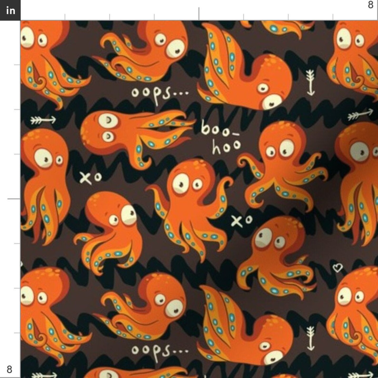 Octopus Fabric Boohoo by Penguinhouse Modern Nautical Etsy