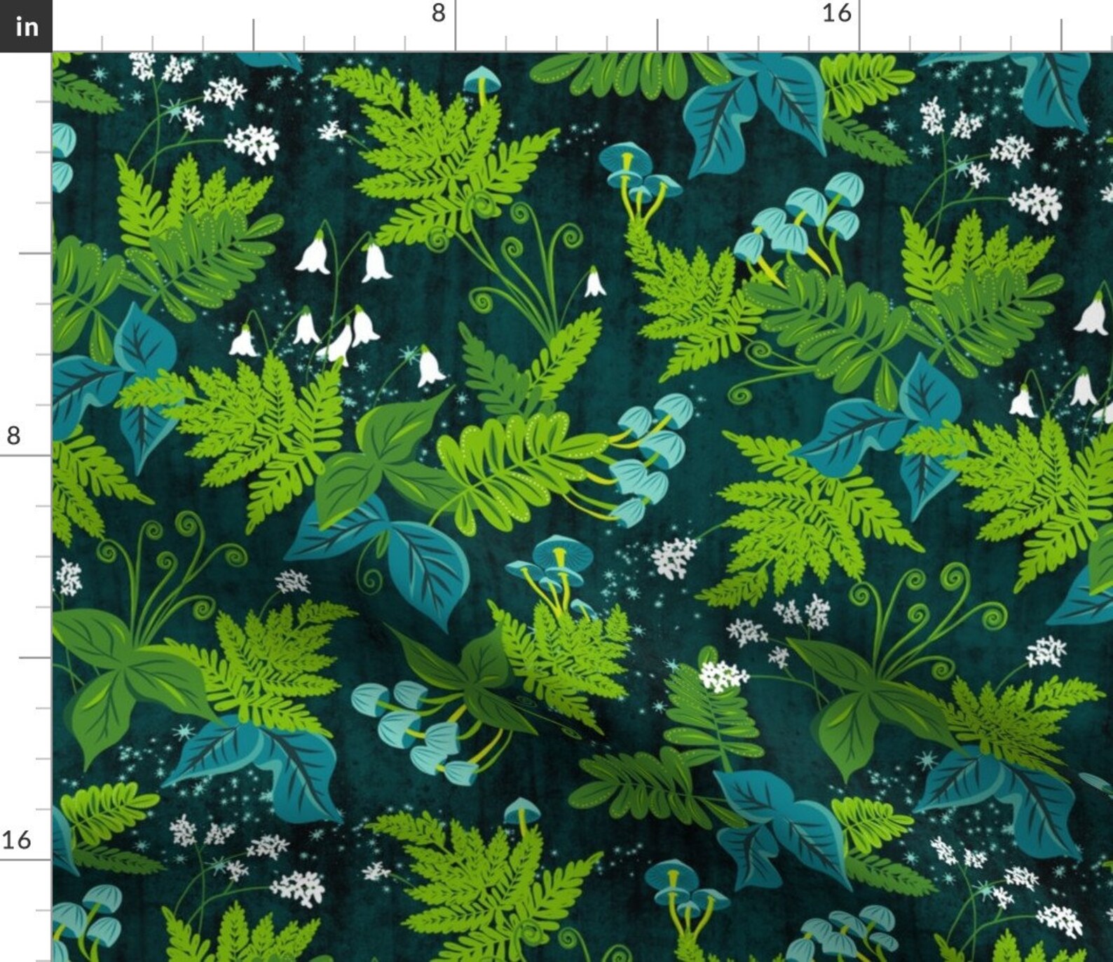 Leaves & Ferns Fabric Magic Forest by Heatherdutton Nature Etsy