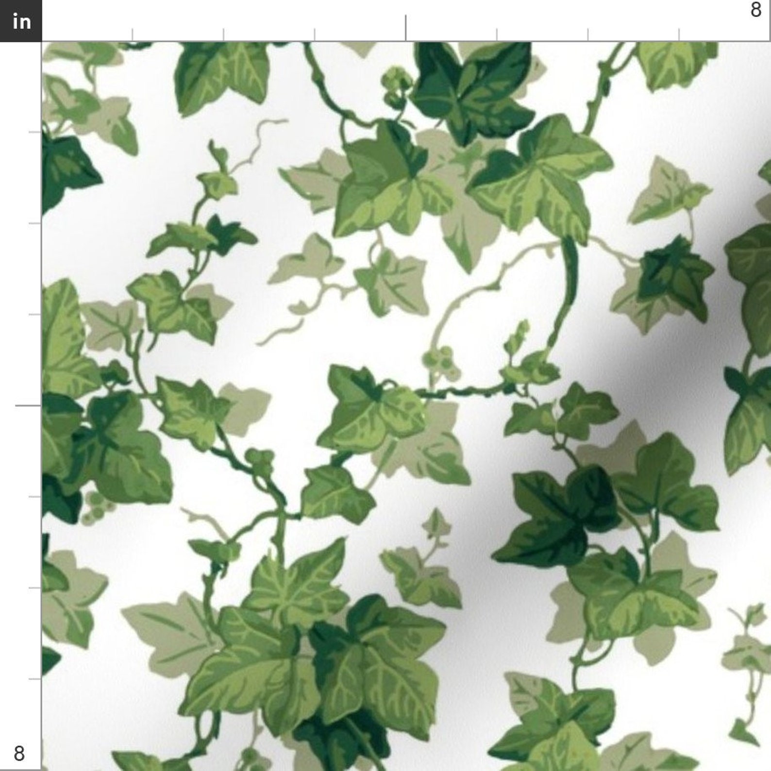 Green Ivy Leaves Fabric English Ivy Bright By Etsy