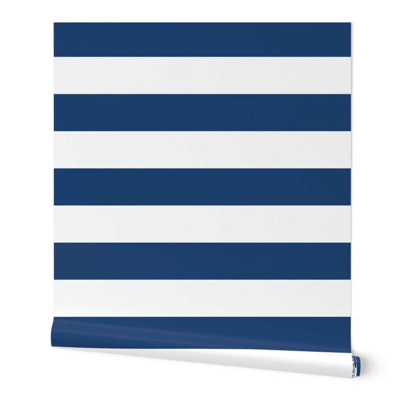Nautical Wallpaper Nautical Stripes By Kiniart Nautical Etsy