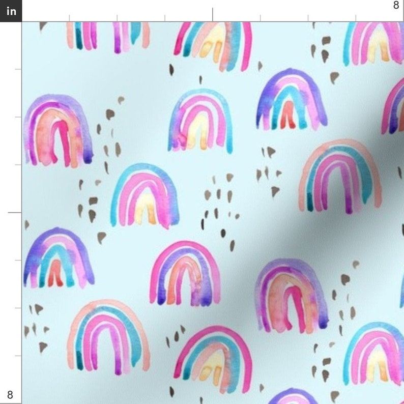 Watercolor Rainbow Fabric Rainbows in the Sky by Erinanne Etsy