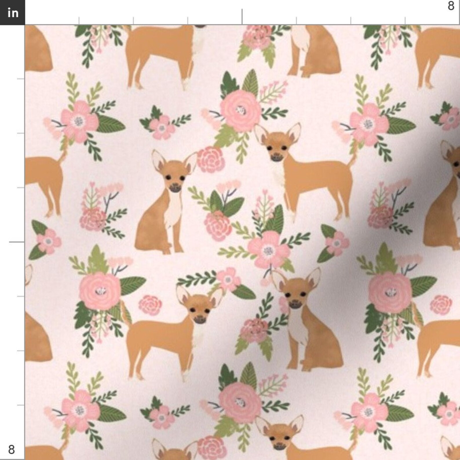 Floral Chihuahua Fabric Chihuahua Pet By Petfriendly Etsy France