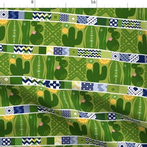 Desert Cactus Fabric - Southwest Cactus Garden Stripes Med By Robinpickens - Cacti Baby Quilt Cotton Fabric By The Yard With Spoonflower