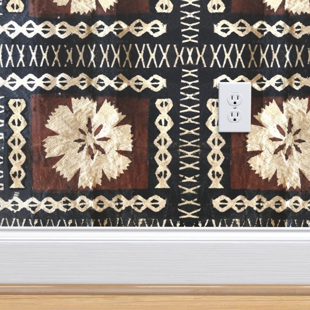 Tapa Wallpaper Fijian Tapa Cloth 7 By Hypersphere Brown | Etsy