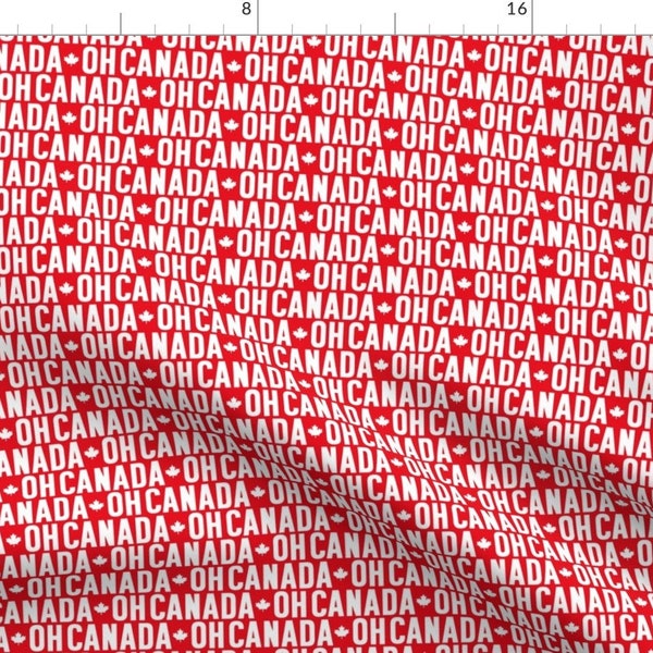 Canada Pride Fabric - Oh Canada Reversed Maple Leafs Red || Canada Day Canadian July 1st By Misstiina - Canada Fabric With Spoonflower