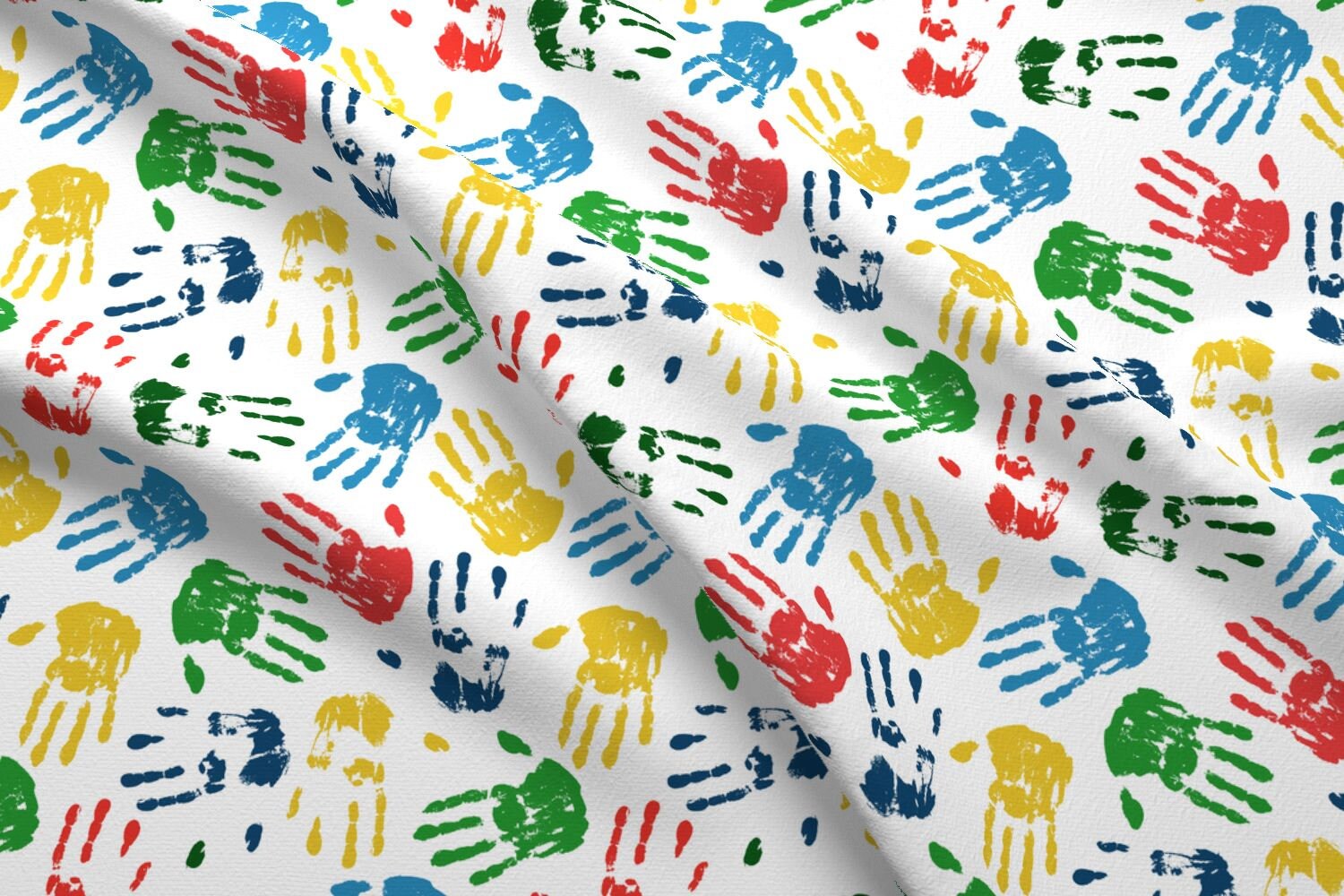 Rainbow Handprints Fabric Handprints By Juliabadeeva Etsy