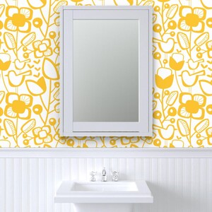 Scandi Wallpaper - Jumbo Scandinavian Garden By Mariana Valladares - Yellow Flowers Removable Self Adhesive Wallpaper Roll by Spoonflower image 8