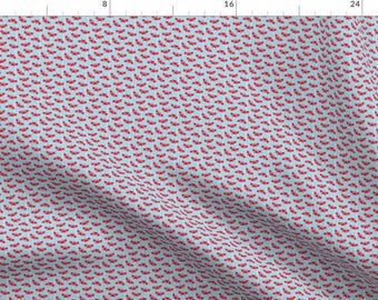 Crabs Blue Stripes Nautical Fabric - (Micro Scale) Cute Crabs - Nautical Summer - Bright Blue Stripes - Lad19bs By Littlearrowdesign