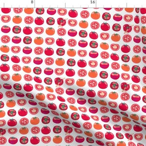 Tomato Fabric - Tomato Polka Splat By Coggon (Roz Robinson) - Red Summer Tomato Cotton Fabric By The Yard With Spoonflower