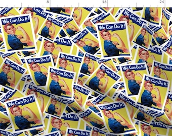 Rosie The Riveter Fabric - Rosie The Riveter By Spacefem - Vintage Feminist Cotton Fabric By The Yard With Spoonflower