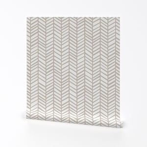 Herringbone Neutral Removable Peel and Stick Wallpaper - Beige Taupe Simple Scandi - Wall Art Wall Decor - Herringbone Latte by friztin